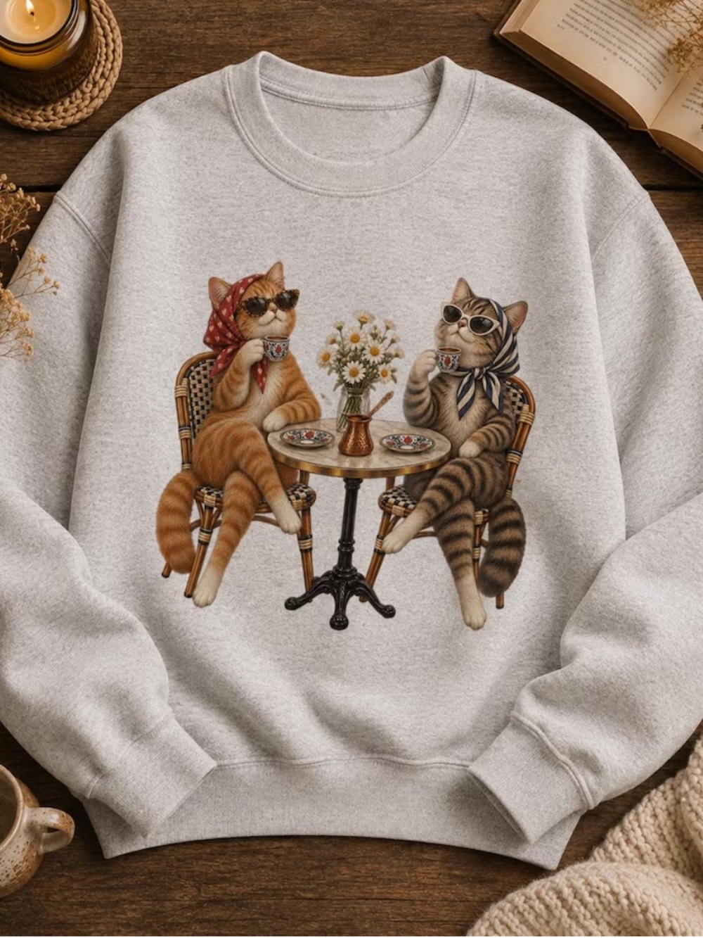 Ashgrey Cat Café Graphic Short Sleeve Tee